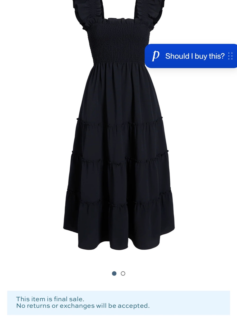Smocked Ruffle Strap Midi Dress in Black